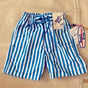 Boys' cabana striped swim trunks NWT